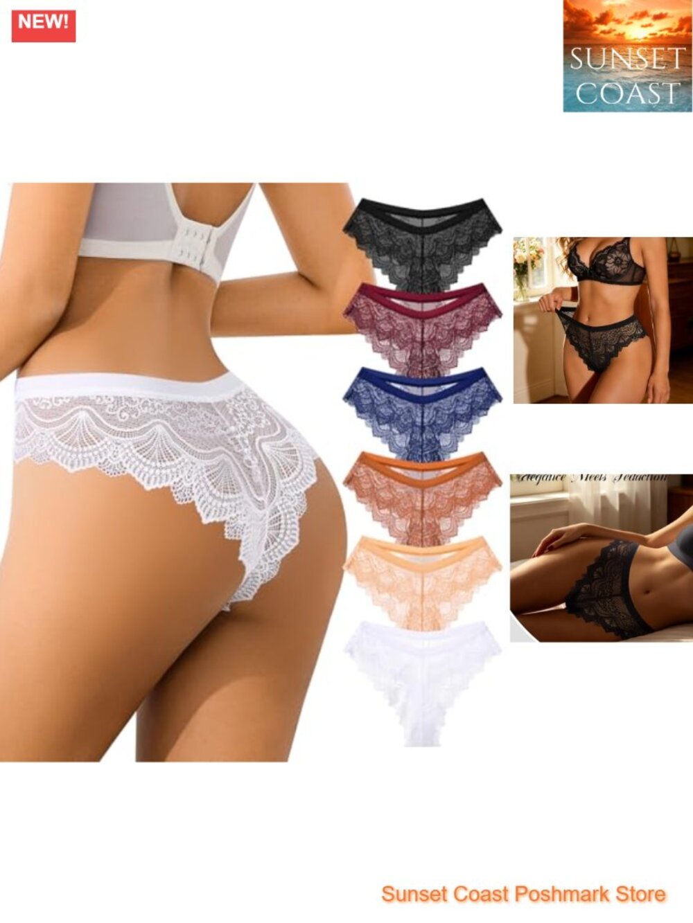 High Waisted Lace Cheeky Boyshort Panties V Waist Cotton Crotch